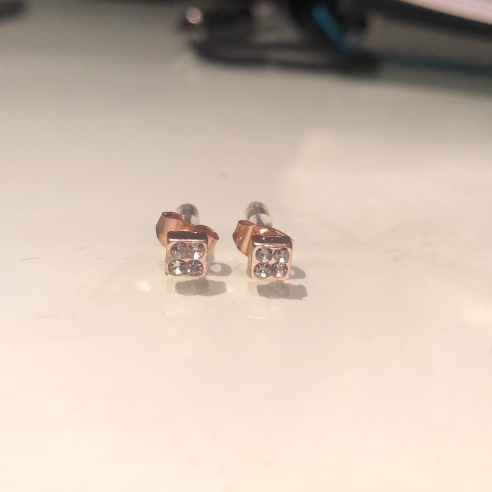 small square rhinestone stud earrings